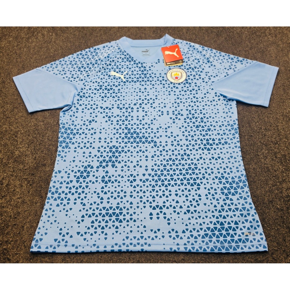Puma Manchester City FC Jersey Mens Large Blue Slim Fit DryCell Training Top